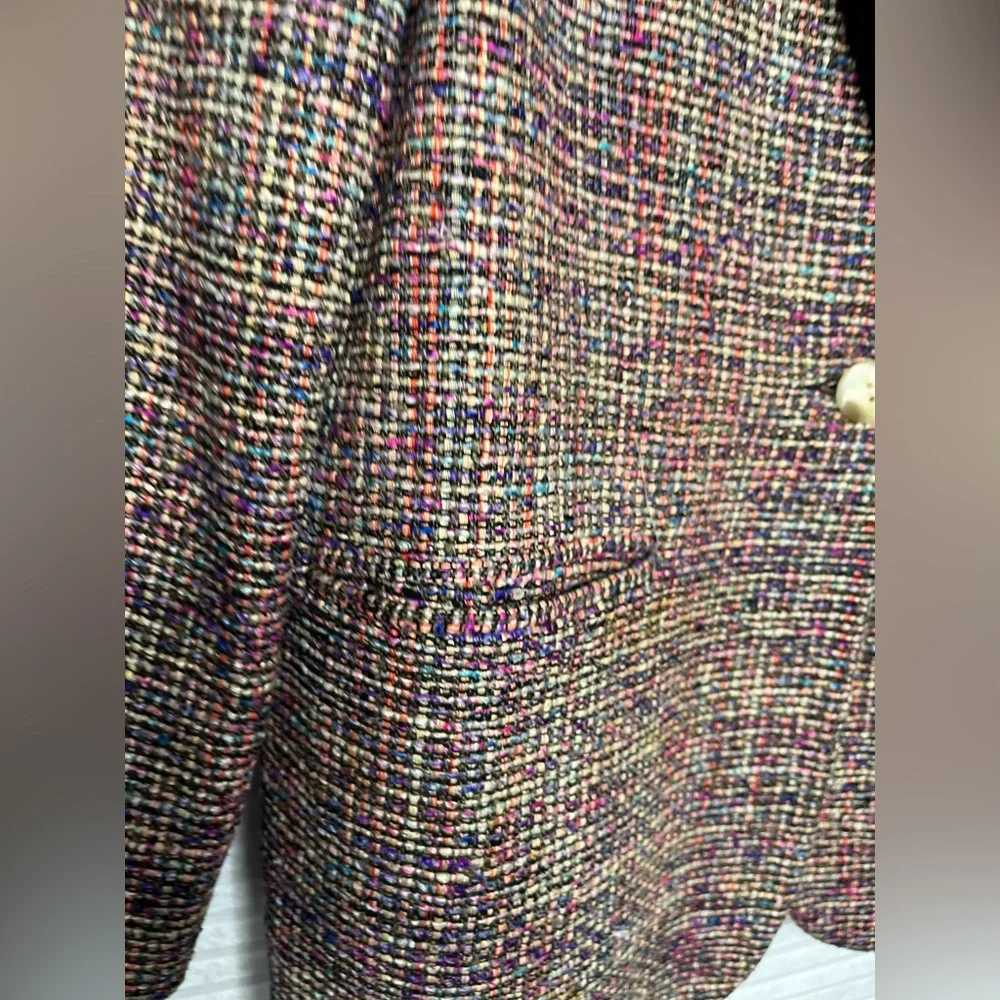 AMBIANCE New York Vintage Tweed Silk Women’s Blazer Jacket multicolor size M - Picture 8 of 14